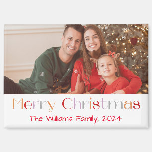 merry christmas retro fun script holiday photo  magnet