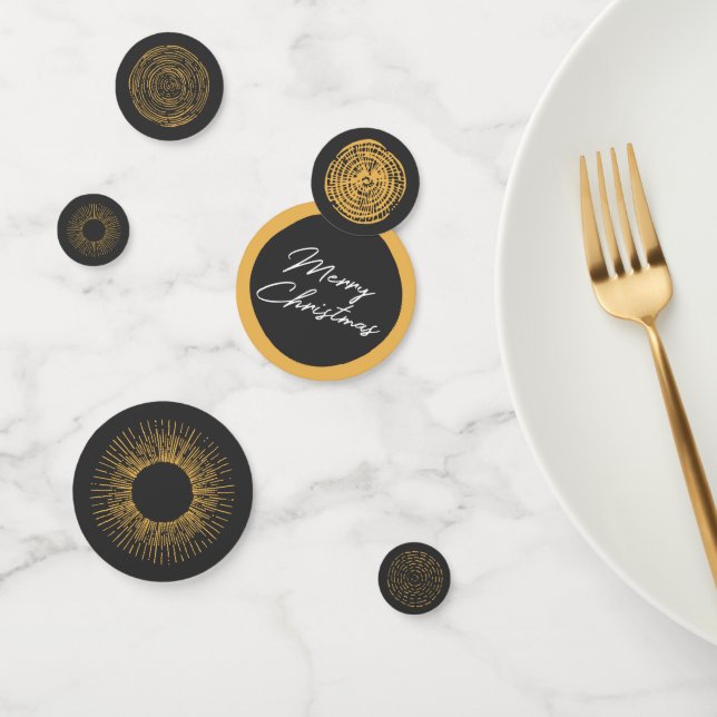 Merry Christmas Retro Gold Burst Sparkler Holiday Confetti (Group)