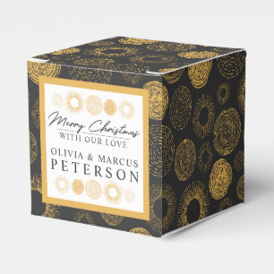 Merry Christmas Retro Holiday Gold Burst Gift Favour Box