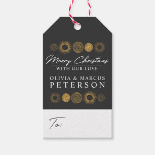 Merry Christmas Retro Holiday Gold Burst Hanging Gift Tags