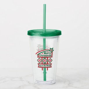Merry Christmas Retro Marquee – Joy to the World Acrylic Tumbler