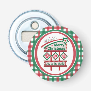 Merry Christmas Retro Marquee – Joy to the World Bottle Opener