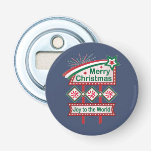 Merry Christmas Retro Marquee – Joy to the World Bottle Opener