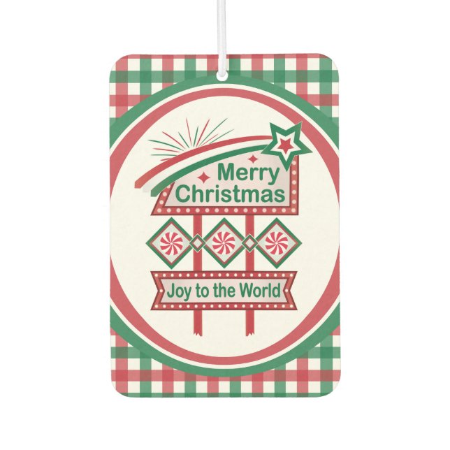 Merry Christmas Retro Marquee – Joy to the World Car Air Freshener (Front)
