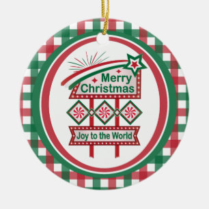 Merry Christmas Retro Marquee – Joy to the World Ceramic Tree Decoration