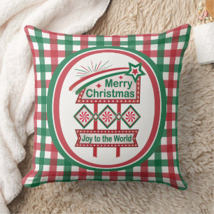 Merry Christmas Retro Marquee – Joy to the World Cushion