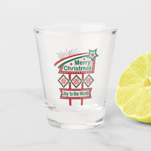 Merry Christmas Retro Marquee – Joy to the World Shot Glass