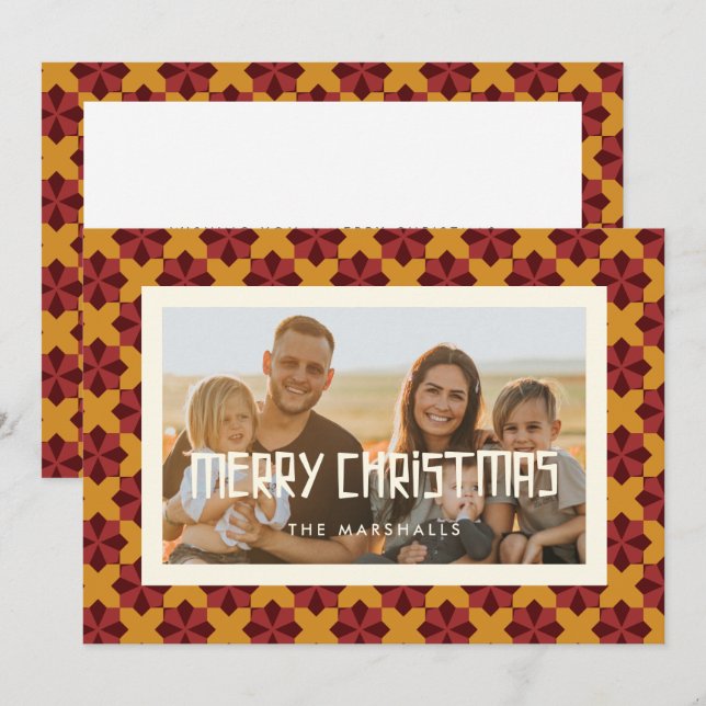 Merry Christmas Retro Mid Century Photo Holiday Card (Front/Back)