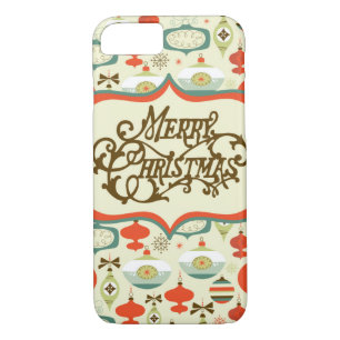 Merry Christmas Retro Ornament Design Case-Mate iPhone Case