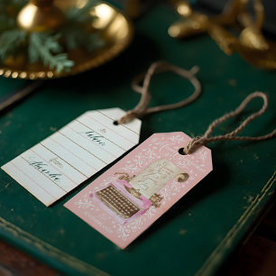 Merry Christmas Retro Pink Typewriter Santa Letter Gift Tags