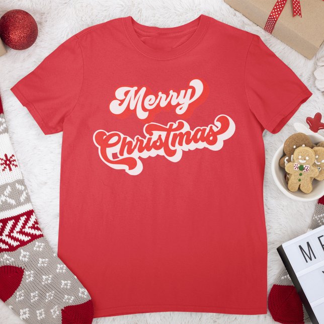 Merry Christmas Retro Red Classic T-Shirt (Merry Christmas simple retro red Women's T shirt. )