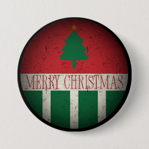 Merry Christmas Retro Red Green 7.5 Cm Round Badge
