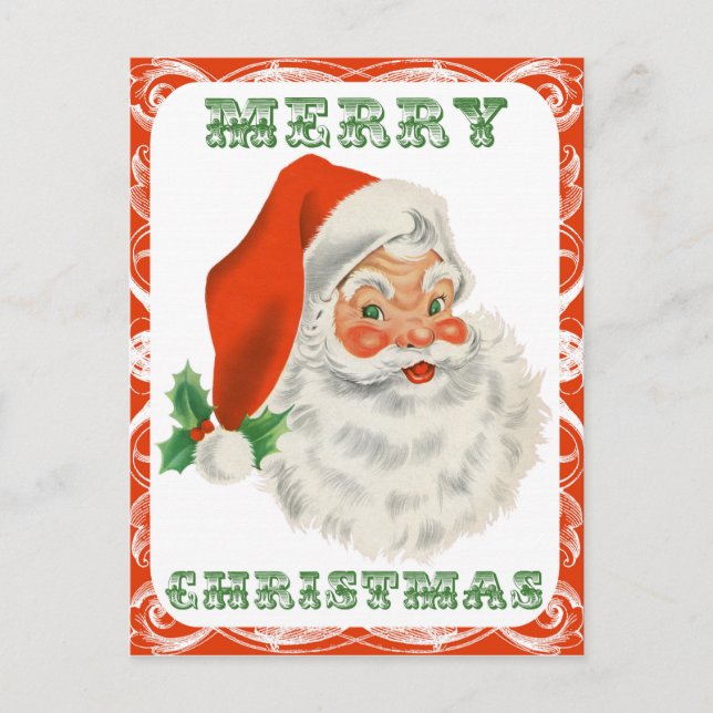 Merry Christmas Retro Santa Claus Holiday Postcard (Front)