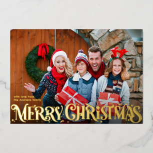 Merry Christmas Retro Script Custom Four-Photo
