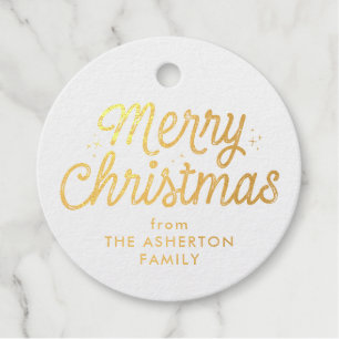 Merry Christmas retro script holiday Favour Tags
