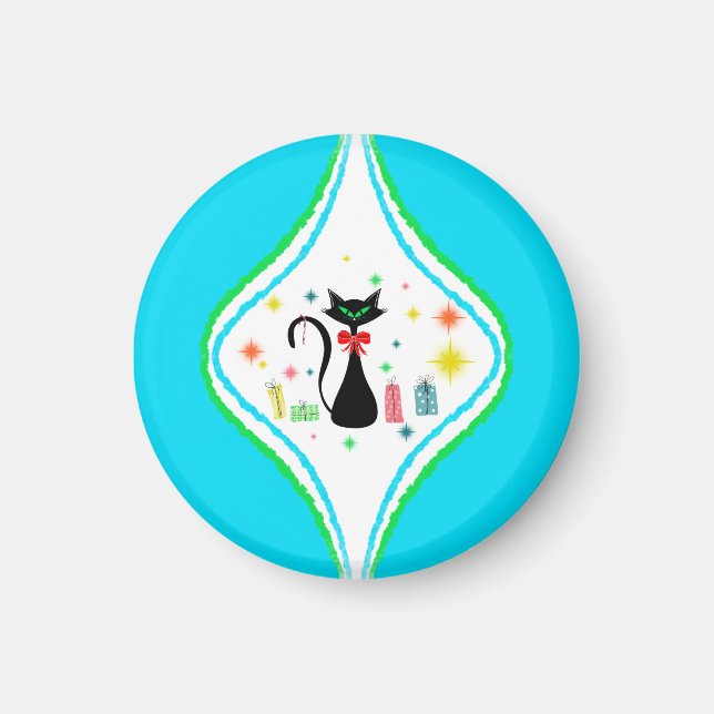 Merry Christmas Retro Siamese Cat  Magnet (Front)