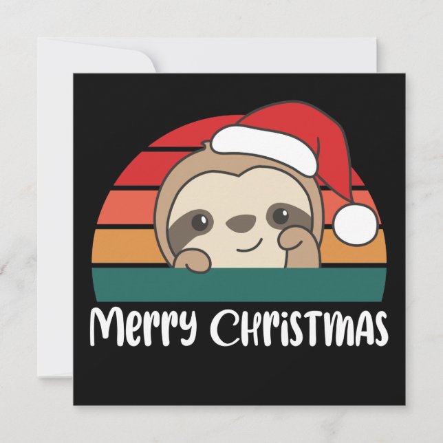 Merry Christmas Retro Sloth Christmas Invitation (Front)