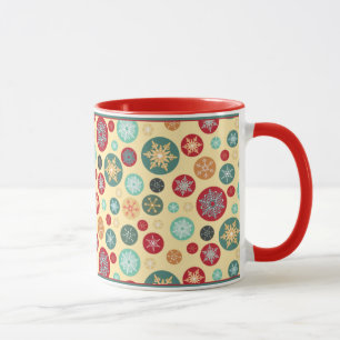 Merry Christmas Retro Snowflake Polka Dots Mug