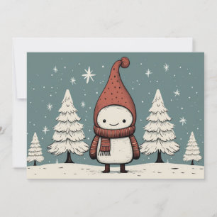 Merry Christmas Retro Snowman Holiday Card