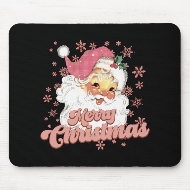 Merry Christmas Retro Tygraphy Santa Nk Hat T Shir Mouse Pad (Front)