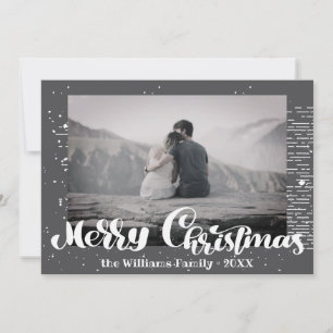 Merry Christmas Retro Typography Family Photo Holiday Card