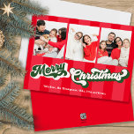 Merry Christmas Retro Typography Photo Collage Holiday Card<br><div class="desc">Celebrate the season with this Merry Christmas photo collage card, blending modern red and green with retro typography for a touch of nostalgia. This design is perfect for families looking for something cute, whimsical, and fun to share with loved ones. The calligraphy script adds an elegant flair, making this a...</div>