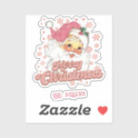 Merry Christmas Retro Typography Santa Pink Hat<br><div class="desc">Merry Christmas pink retro typography with a santa claus with a pink hat.</div>