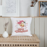 Merry Christmas Retro Typography Santa Pink Hat Cushion<br><div class="desc">Merry Christmas pink retro typography with a santa claus with a pink hat.</div>