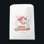Merry Christmas Retro Typography Santa Pink Hat Favour Bags<br><div class="desc">Merry Christmas pink retro typography with a santa claus with a pink hat.</div>