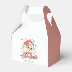 Merry Christmas Retro Typography Santa Pink Hat Favour Box