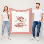 Merry Christmas Retro Typography Santa Pink Hat Fleece Blanket<br><div class="desc">Merry Christmas pink retro typography with a santa claus with a pink hat.</div>