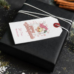 Merry Christmas Retro Typography Santa Pink Hat Gift Tags<br><div class="desc">Merry Christmas pink retro typography with a Santa Claus with a pink hat.</div>