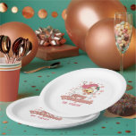 Merry Christmas Retro Typography Santa Pink Hat Paper Plate<br><div class="desc">Merry Christmas pink retro typography with a santa claus with a pink hat.</div>