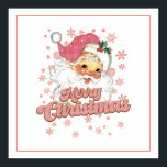 Merry Christmas Retro Typography Santa Pink Hat Poster<br><div class="desc">Merry Christmas pink retro typography with a Santa Claus with a pink hat.</div>