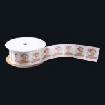 Merry Christmas Retro Typography Santa Pink Hat Satin Ribbon<br><div class="desc">Merry Christmas pink retro typography with a Santa Claus with a pink hat.</div>