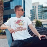Merry Christmas Retro Typography Santa Pink Hat T-Shirt<br><div class="desc">Merry Christmas pink retro typography with a santa claus with a pink hat.</div>