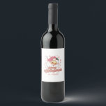 Merry Christmas Retro Typography Santa Pink Hat Wine Label<br><div class="desc">Merry Christmas pink retro typography with a santa claus with a pink hat.</div>