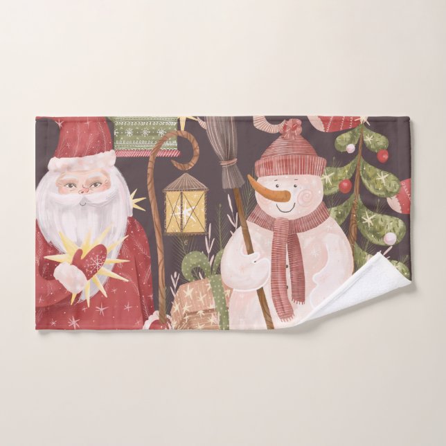 Merry Christmas Retro Vintage Santa Claus     Hand Towel (Hand Towel)