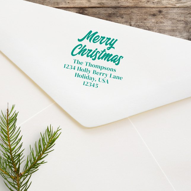 Merry Christmas Return Address Custom Self-inking Stamp (Merry Christmas Holiday Return address stamp. )