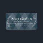Merry Christmas Return Address Dark Teal Argyle Label<br><div class="desc">Elegant simple Merry Christmas family return address label with black elegant handwritten script calligraphy and stylish typography on a dark indian teal argyle pattern background featuring pretty hand drawn foliage. Simply add name and address. Exclusively designed for you by Happy Dolphin Studio. If you need any help or matching products...</div>