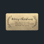 Merry Christmas Return Address Foliage Gold Label<br><div class="desc">Elegant simple Merry Christmas family return address label with black elegant handwritten script calligraphy and stylish typography on a champagne gold background featuring pretty hand drawn foliage. Simply add name and address. Exclusively designed for you by Happy Dolphin Studio. If you need any help or matching products please contact us...</div>