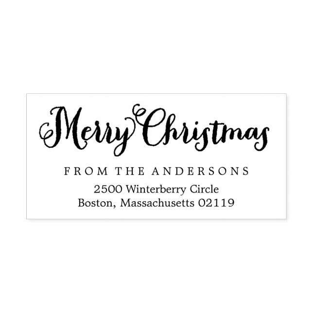 Merry Christmas Return Address Rubber Stamp (Imprint)