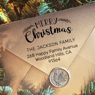 Merry Christmas return address Self-inking Stamp