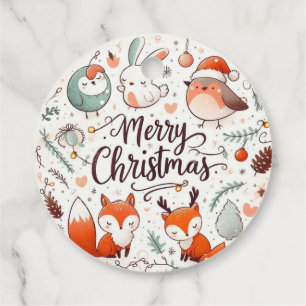Merry Christmas Robins and Foxes Favour Tags