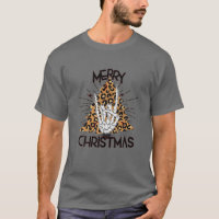 Merry Christmas Rock N Roll Hand Sign Leopard Chri