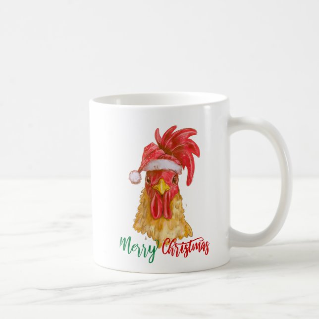 Merry Christmas Rooster Personalised Coffee Mug (Right)