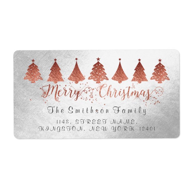 Merry Christmas Rose Pink Gold Silver Address (Front)