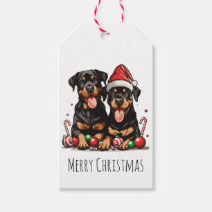 Merry Christmas Rottweiler Dog Santa Gift Tags