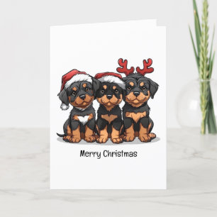 Merry Christmas Rottweiler Dog Santa Holiday Card
