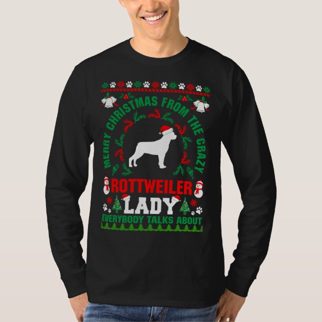 Merry Christmas Rottweiler Lady Ugly Sweater  Fitt (Front)